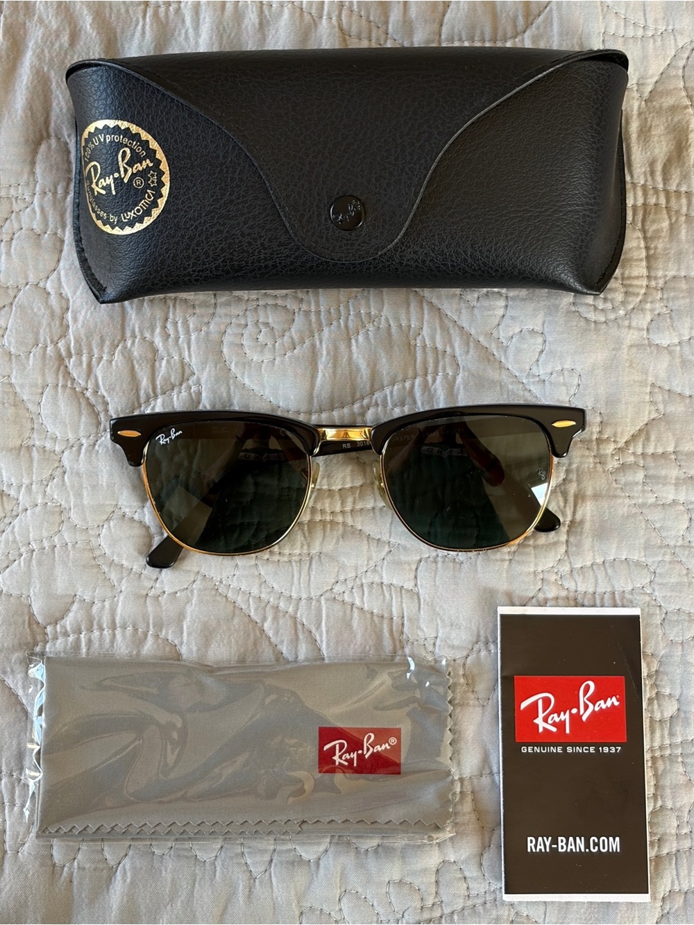 [Authentic] Ray Ban Clubmaster RV3016 49mm | 21mm Sunglasses - Black/Green